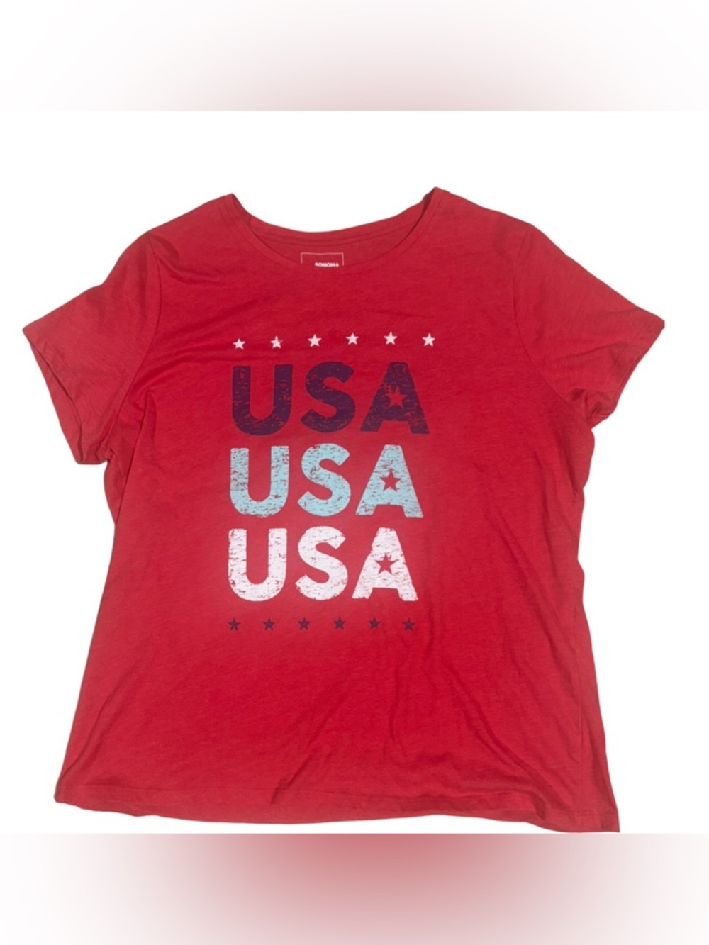 Sonoma USA Graphic Tee Red Patriotic T Shirt Women’s XL